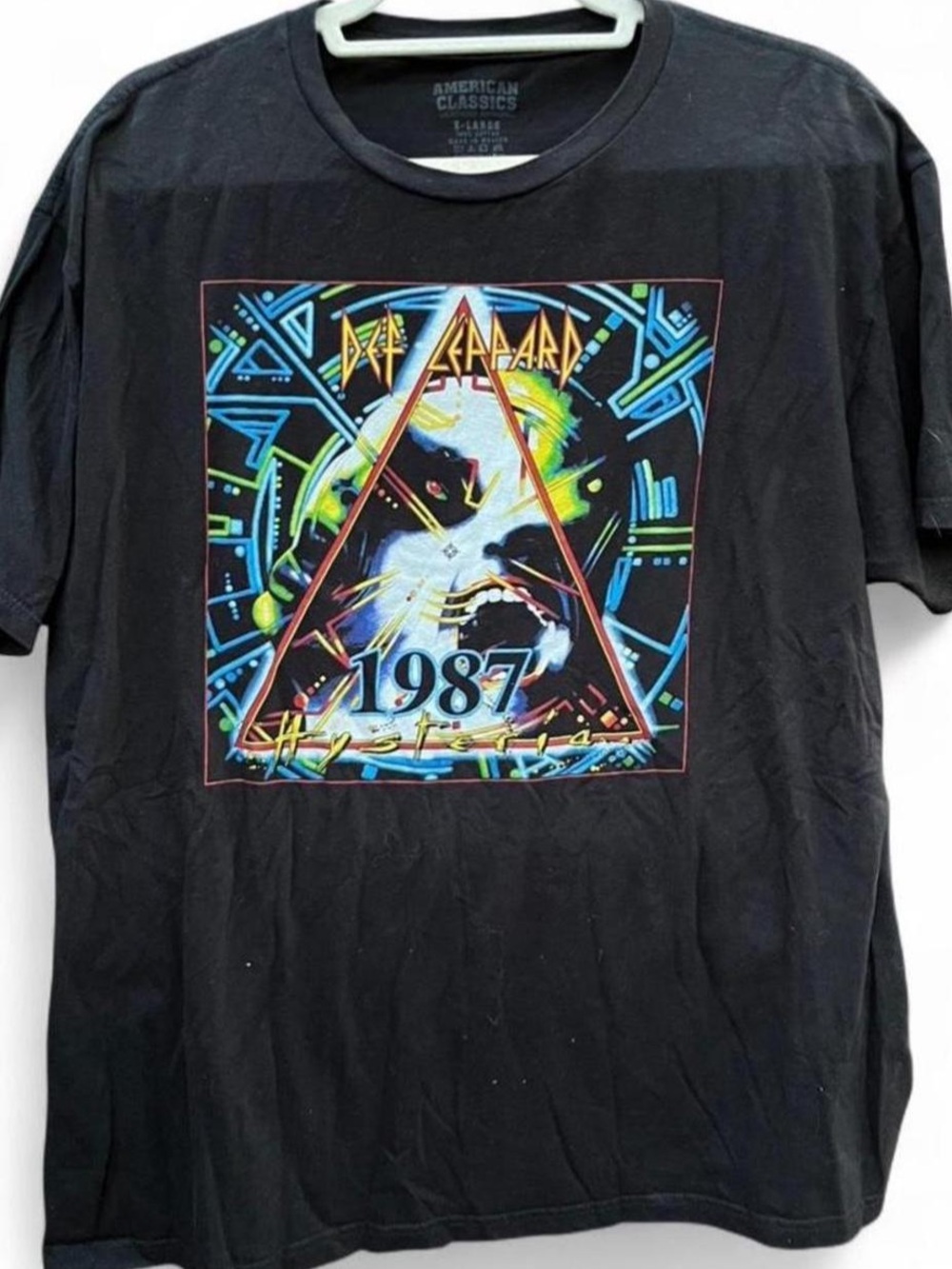 Def Leppard black Hysteria Tour 1987 T-shirt Size XL